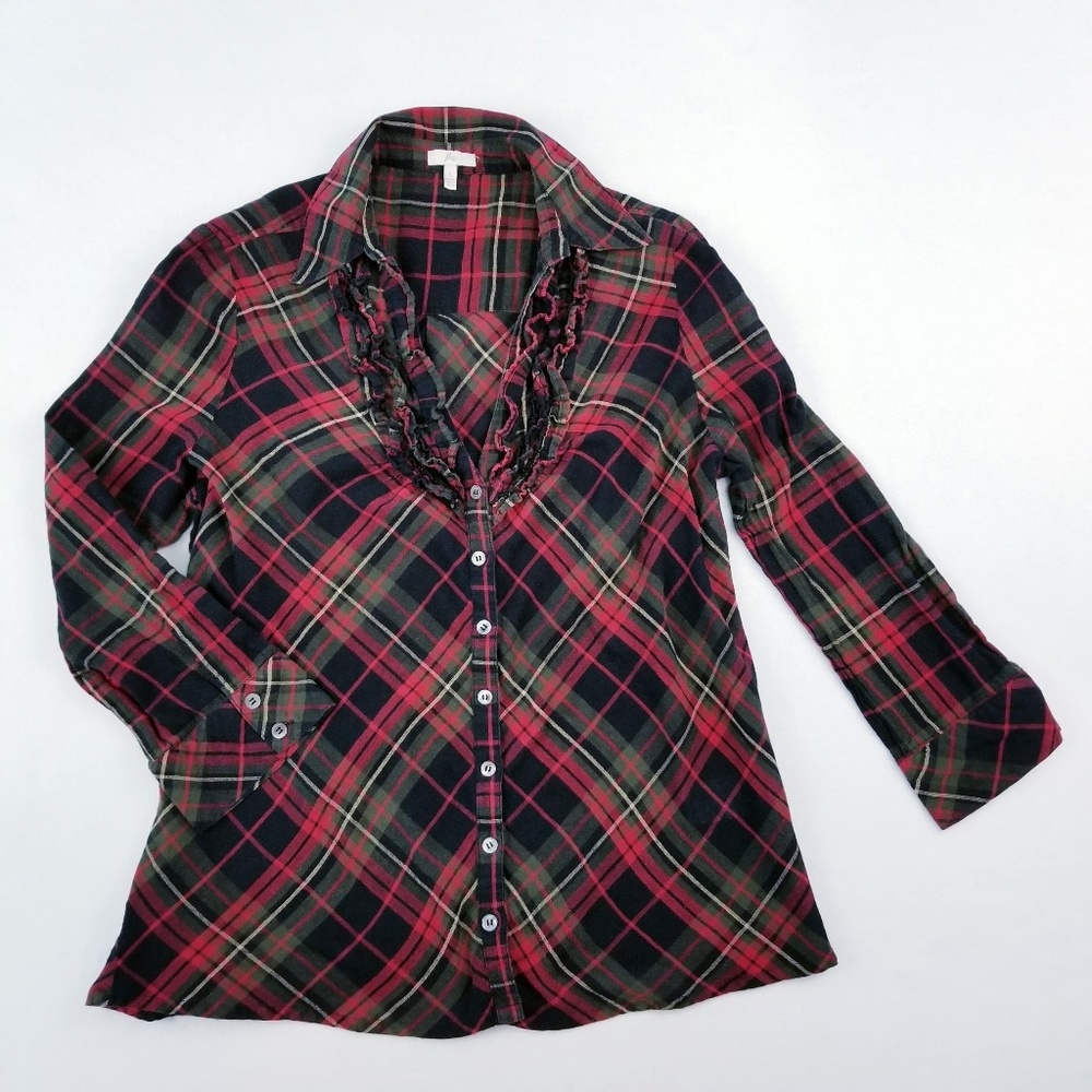 Joie large ruffle button down blouse